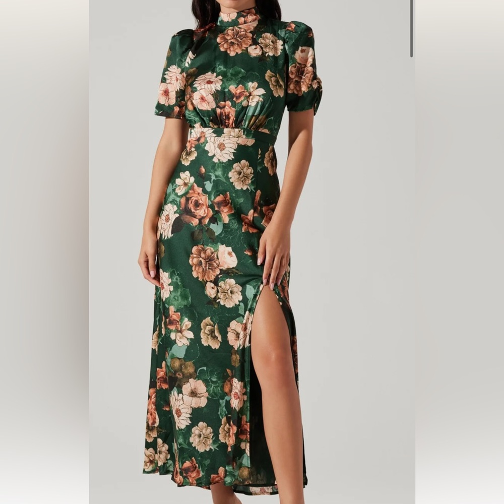 ASTR the label tie back mock neck maxi dress